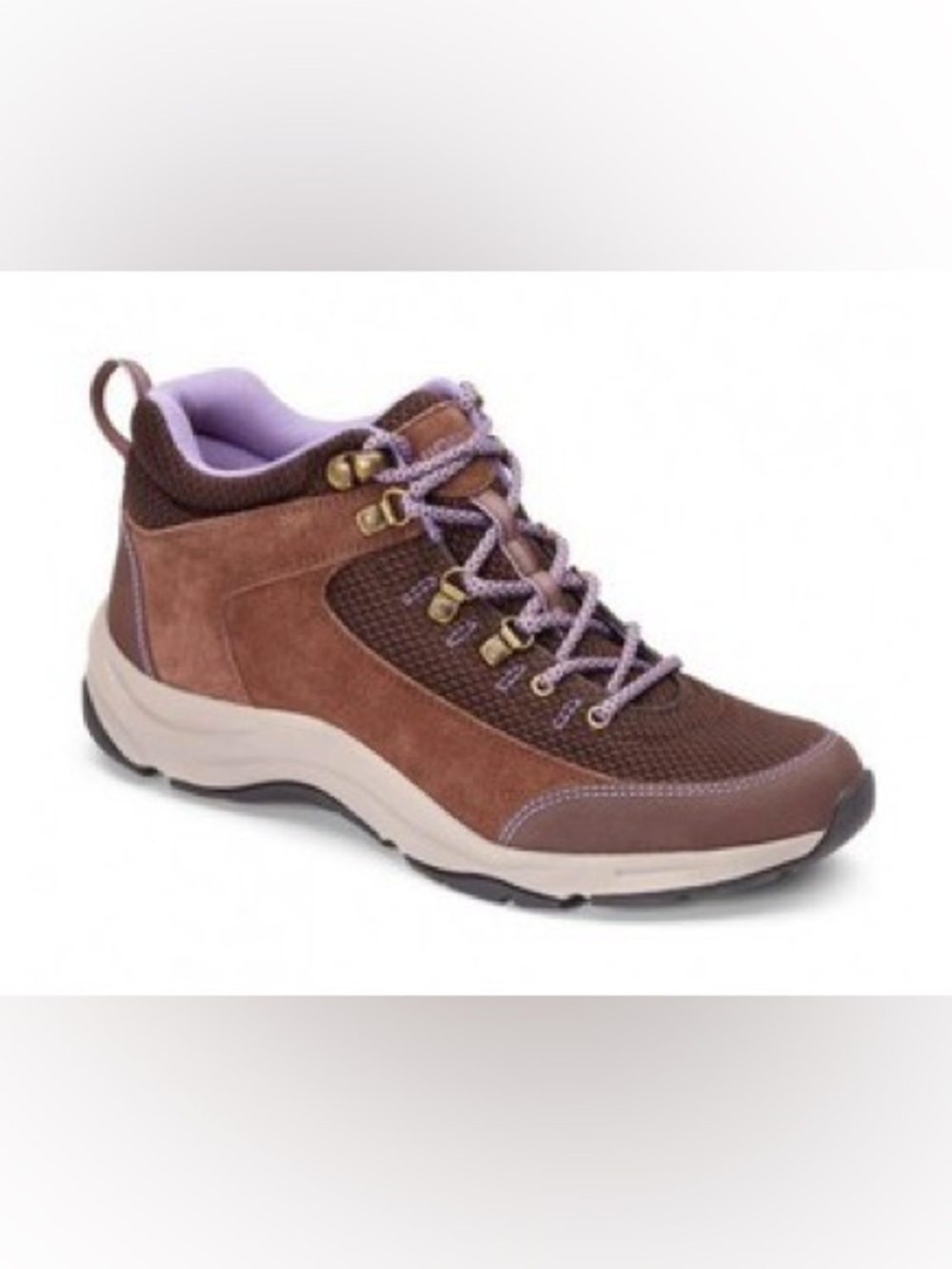 Vionic Cypress Brown Suede Leather Purple Hiking Boots Shoes - Womens Sz US 9